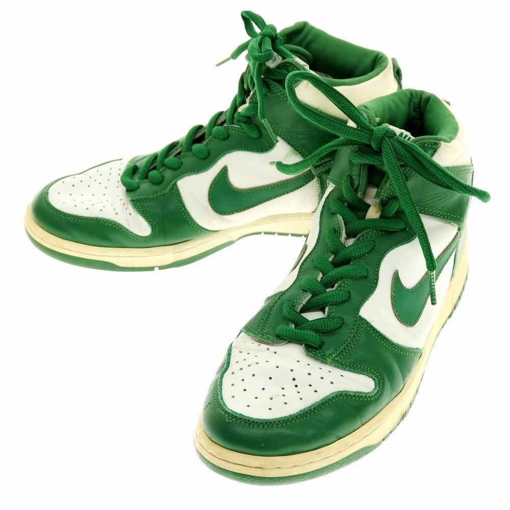 【中古】ナイキ NIKE DUNK HIGH 2003年製 ダンクハイ オールレザー スニーカー ホワイトxグリーン【 29cm 】【 状態