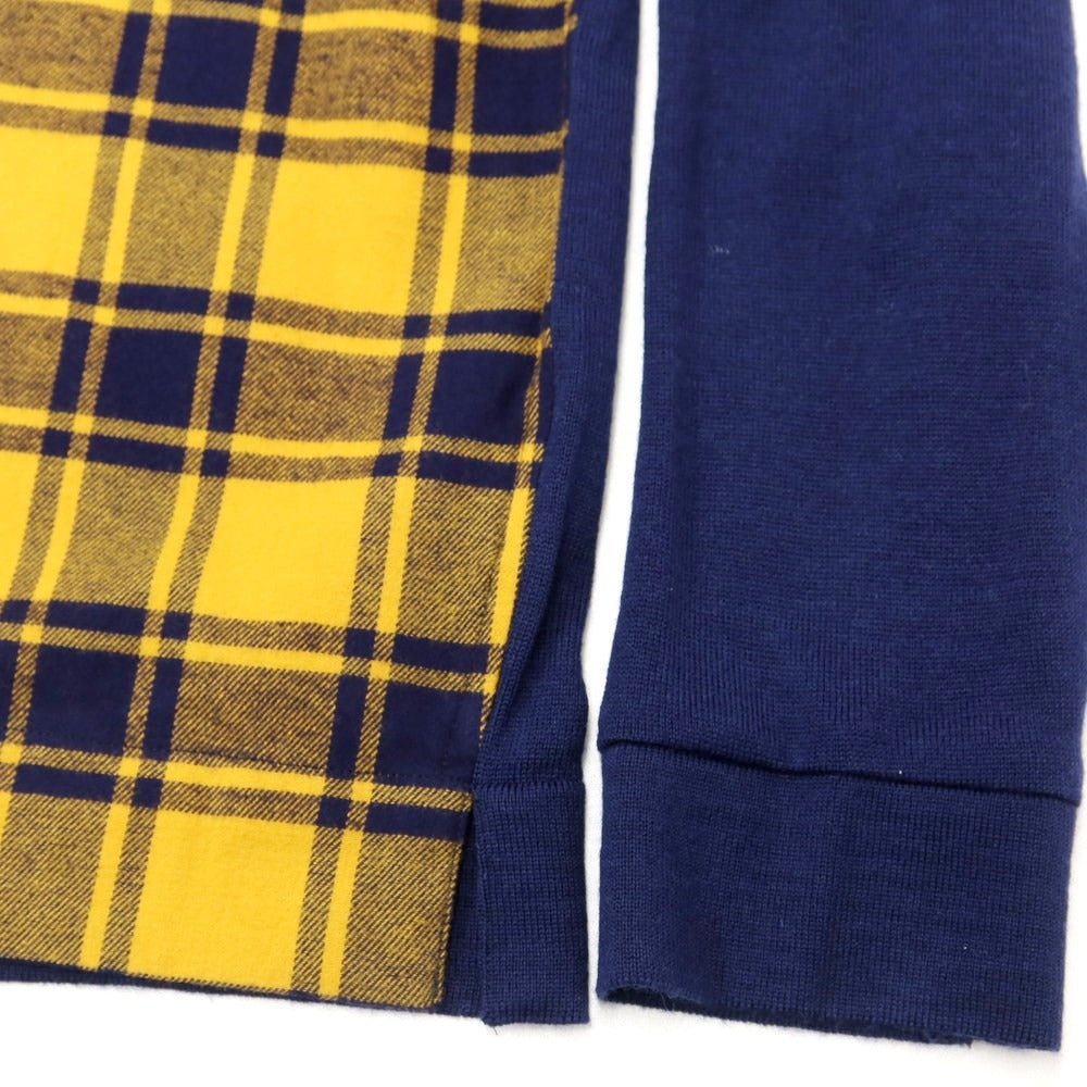 【新品】バグッタ Bagutta チェック コットンネル ウールニットシャツ イエローxネイビー【サイズ38】【YEL】【A/W】【状態ランクN】【メンズ】【759898】
