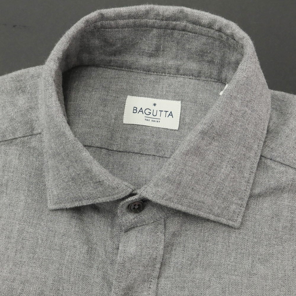【新品】バグッタ Bagutta ヘリンボーン織コットン シャツ グレー【サイズ39】【GRY】【A/W】【状態ランクN】【メンズ】【768778】