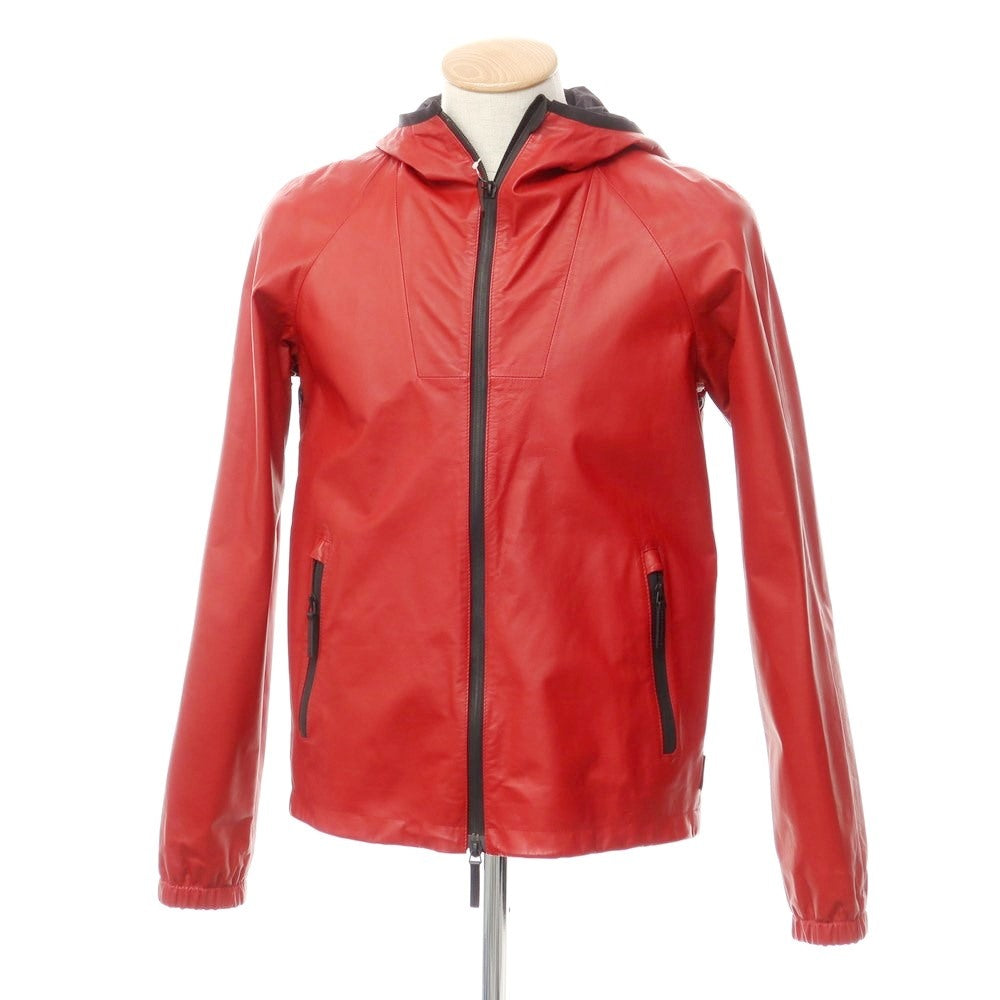 Used Gucci Viaggio Leather Hooded Blouson Red 44 Condition Rank B