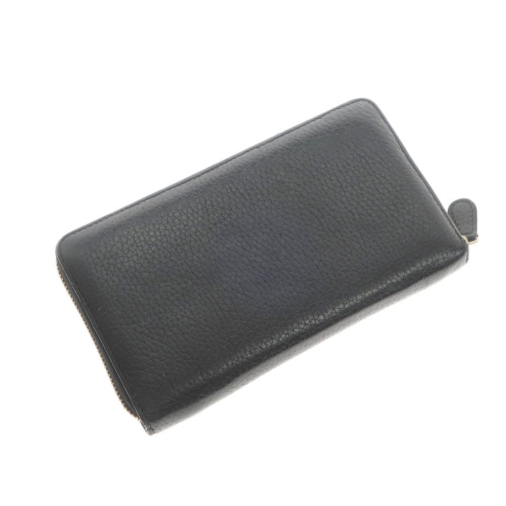 【中古】ジェイアンドエムデヴィッドソン J&M Davidson シュリンクレザー ジップアラウンド 長財布 ブラック【 状態ランクC 】【 メンズ 】