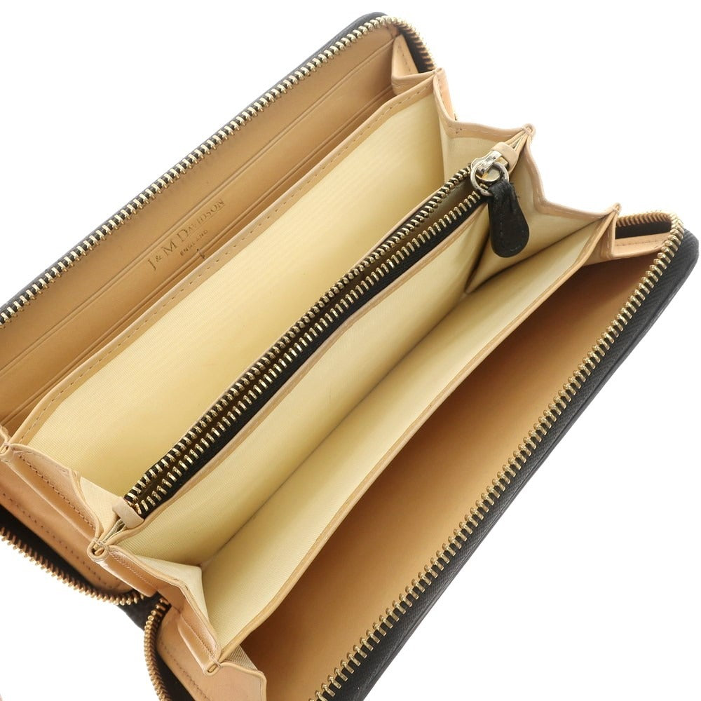 【中古】ジェイアンドエムデヴィッドソン J&M Davidson シュリンクレザー ジップアラウンド 長財布 ブラック【 状態ランクC 】【 メンズ 】