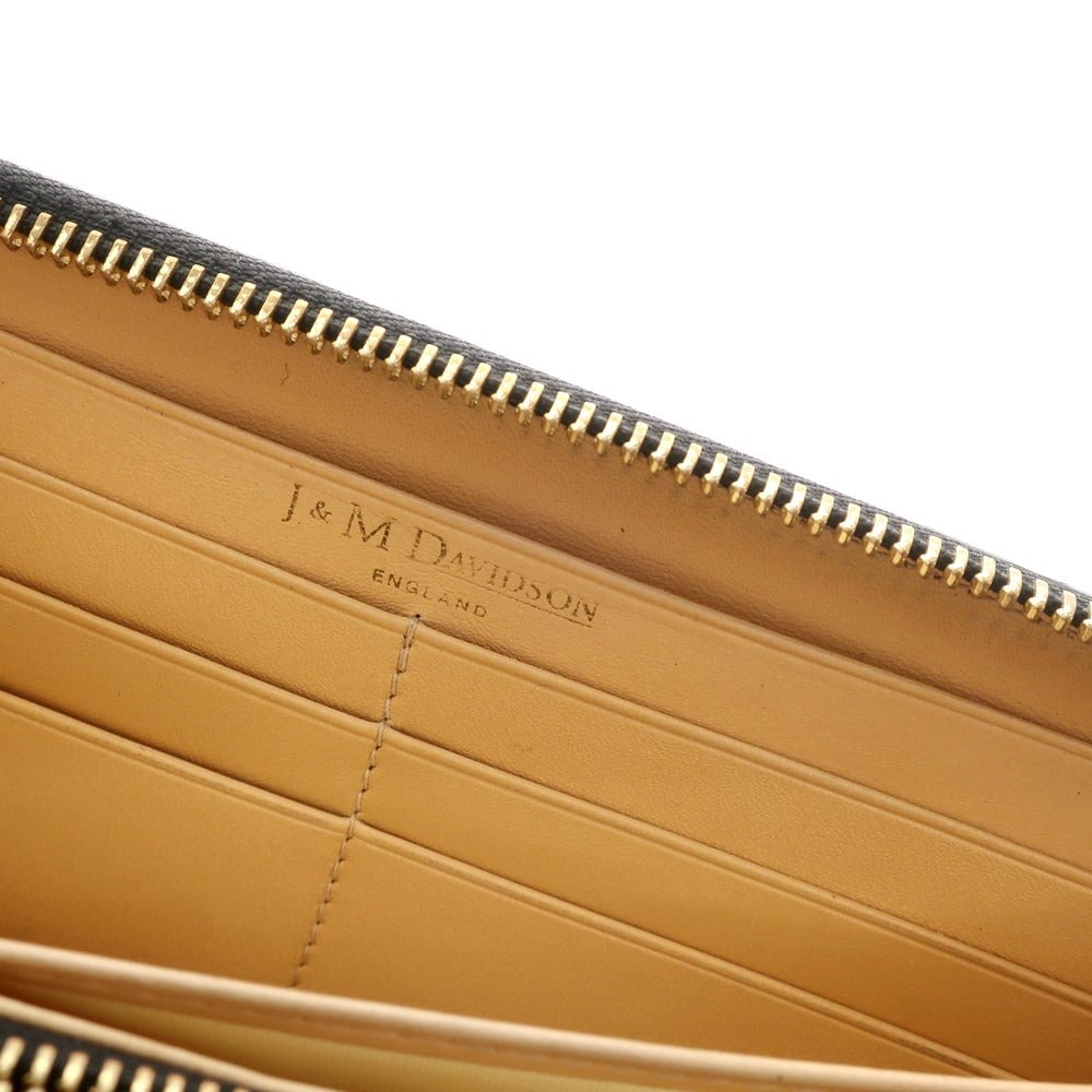 【中古】ジェイアンドエムデヴィッドソン J&M Davidson シュリンクレザー ジップアラウンド 長財布 ブラック【 状態ランクC 】【 メンズ 】