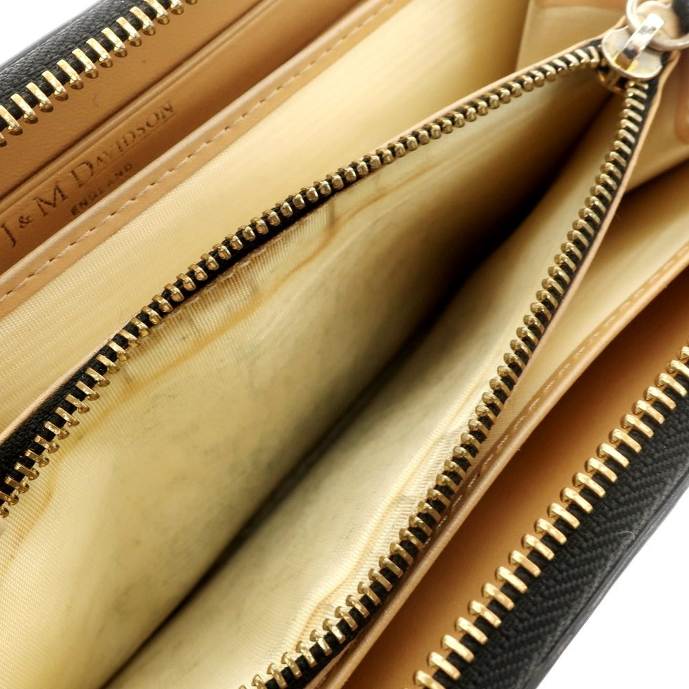 【中古】ジェイアンドエムデヴィッドソン J&M Davidson シュリンクレザー ジップアラウンド 長財布 ブラック【 状態ランクC 】【 メンズ 】