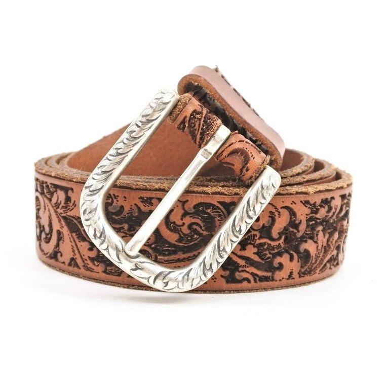 [New] Adriano Meneghetti ADRIANO MENEGHETTI Carved Leather Belt Brown [Size 95] [BRW] [S/S/A/W] [Condition Rank N] [Men&