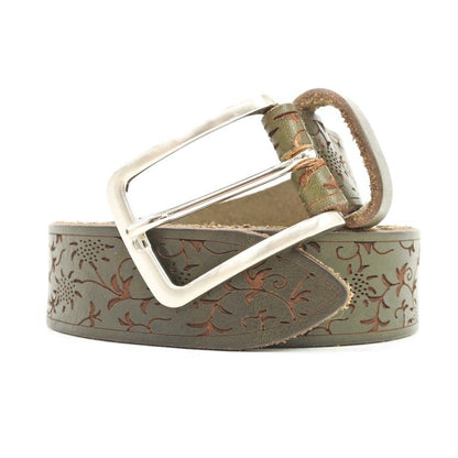 [New] BRUNO CENERE Embossed Leather Belt Khaki [Size 90] [GRN] [S/S/A/W] [Condition Rank N] [Men&