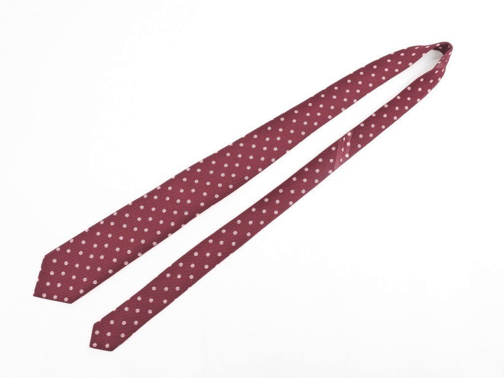 [New] Nicky Polka Dot Pattern Tri-Fold Cotton Tie Bordeaux x Pink [RED] [S/S/A/W] [Condition Rank N] [Men&