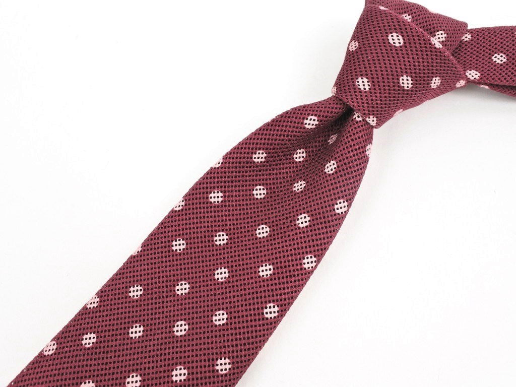 [New] Nicky Polka Dot Pattern Tri-Fold Cotton Tie Bordeaux x Pink [RED] [S/S/A/W] [Condition Rank N] [Men&