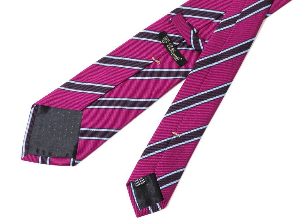 [Used] ULTURALE 3-fold silk striped tie, purple x dark burgundy [PUP] [S/S/A/W] [Condition: C] [Men&