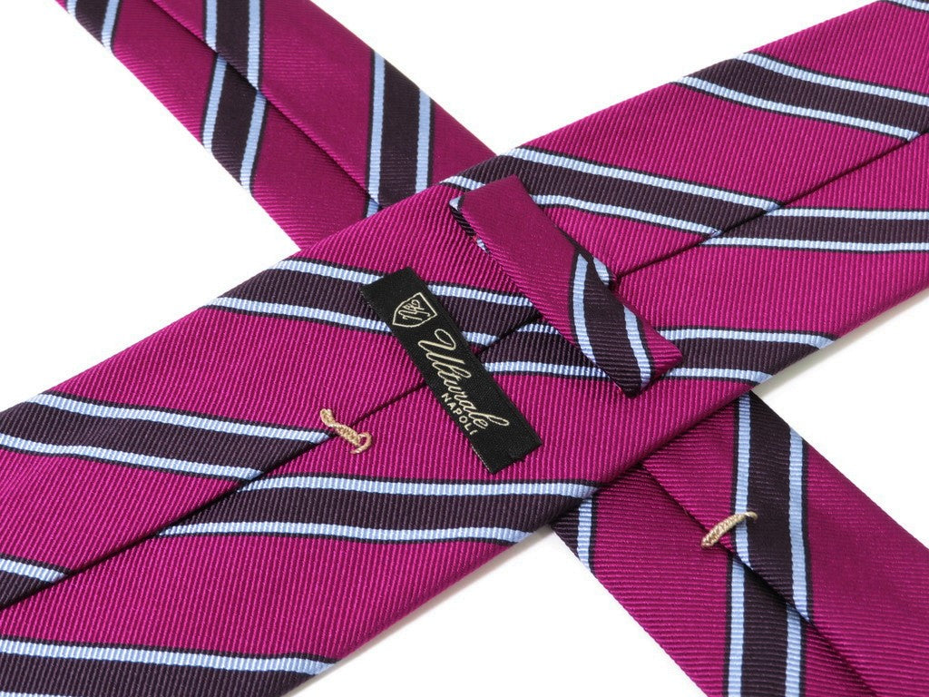 [Used] ULTURALE 3-fold silk striped tie, purple x dark burgundy [PUP] [S/S/A/W] [Condition: C] [Men&