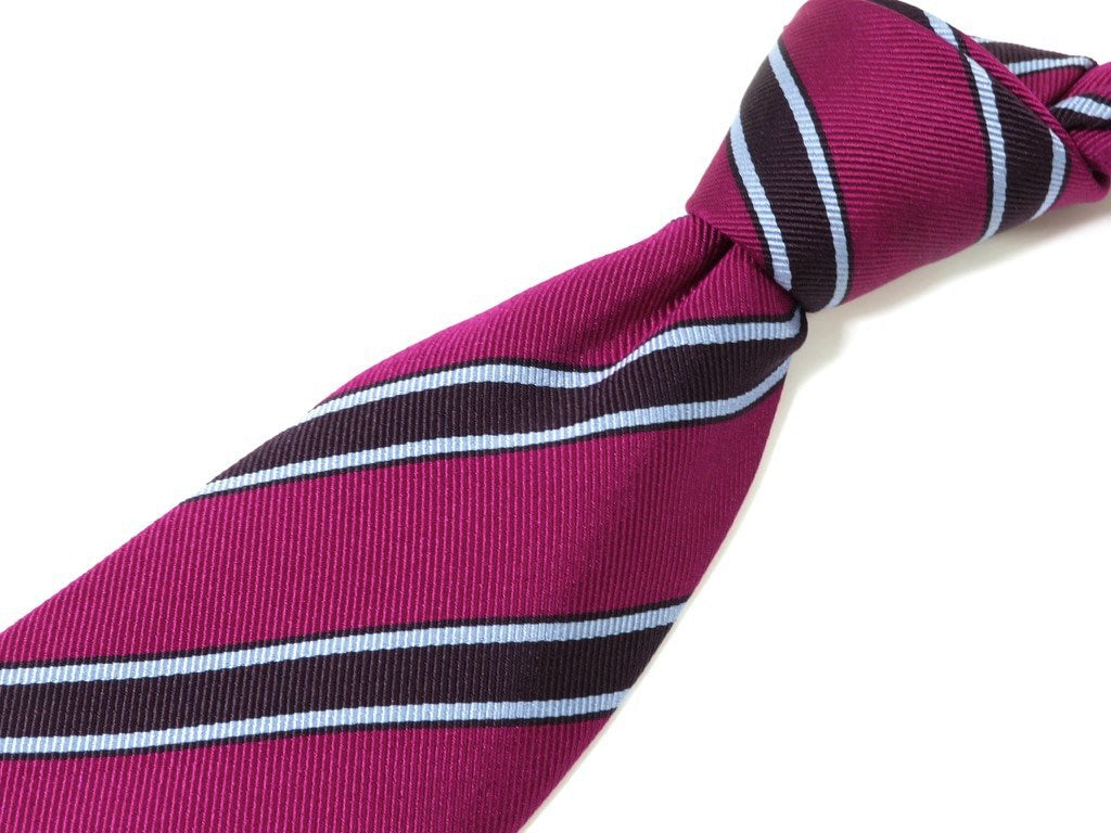 [Used] ULTURALE 3-fold silk striped tie, purple x dark burgundy [PUP] [S/S/A/W] [Condition: C] [Men&