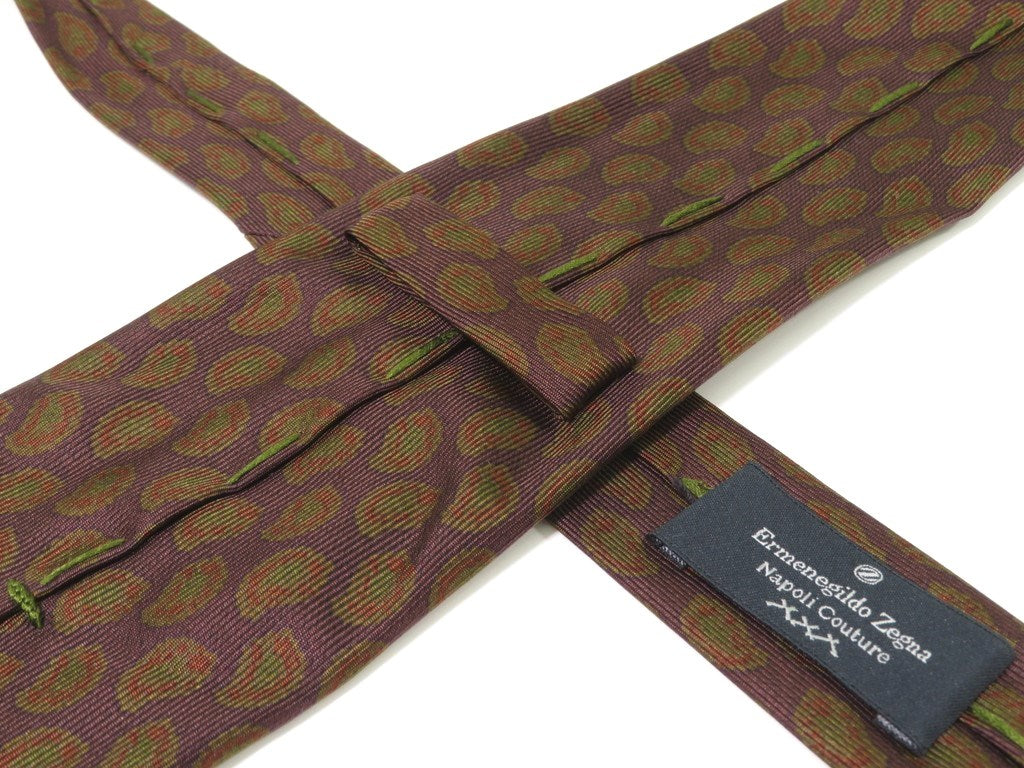 [Used] Ermenegildo Zegna Quattro Pieghe Paisley Pattern Necktie Bordeaux Brown x Ocher [RED] [S/S/A/W] [Condition Rank B] [Men&