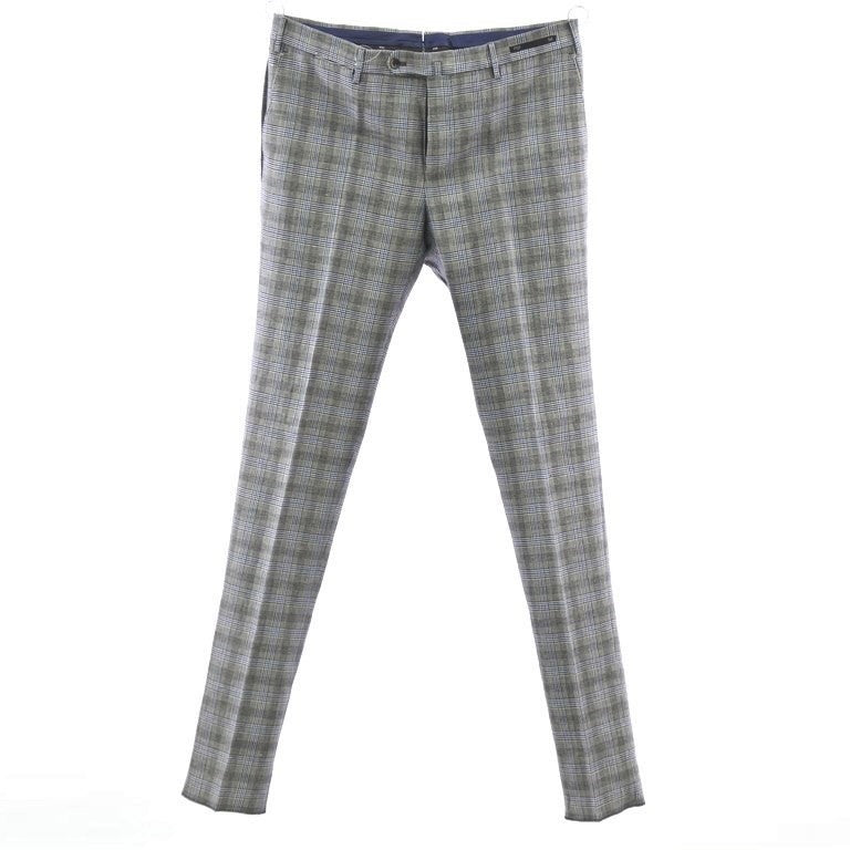 [New] PT01 Glen Check Pattern Linen Cotton Slacks Pants Black x White [Size 54] [GRY] [S/S] [Condition Rank N] [Men&