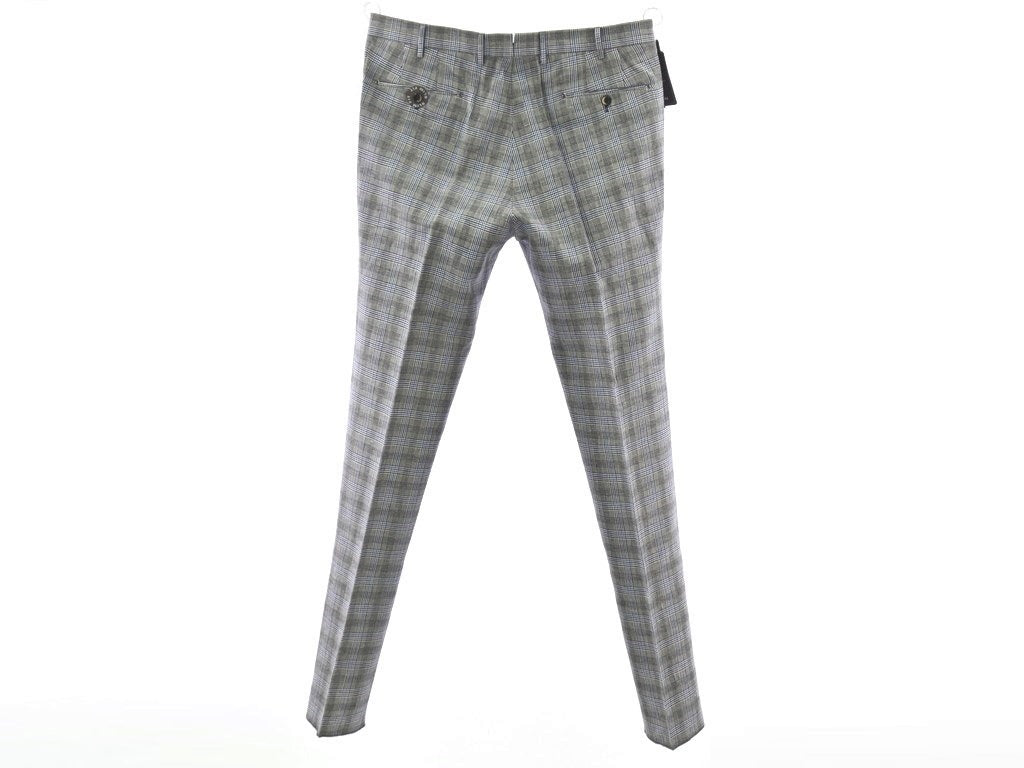 [New] PT01 Glen Check Pattern Linen Cotton Slacks Pants Black x White [Size 54] [GRY] [S/S] [Condition Rank N] [Men&