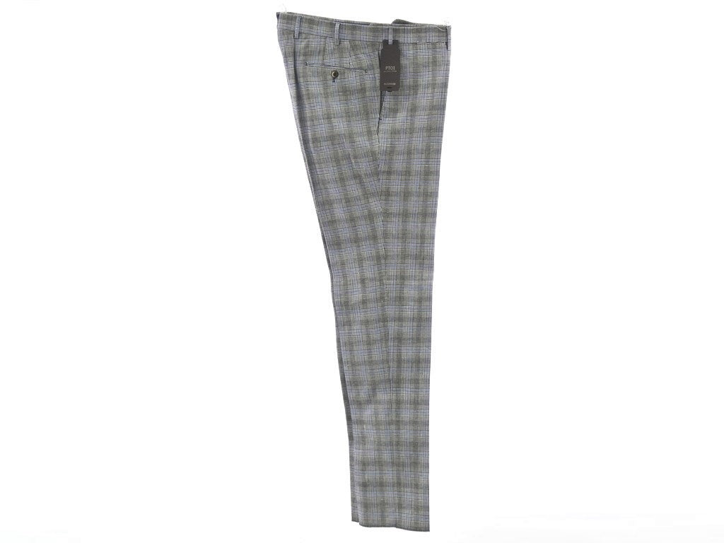 [New] PT01 Glen Check Pattern Linen Cotton Slacks Pants Black x White [Size 54] [GRY] [S/S] [Condition Rank N] [Men&