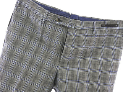 [New] PT01 Glen Check Pattern Linen Cotton Slacks Pants Black x White [Size 54] [GRY] [S/S] [Condition Rank N] [Men&