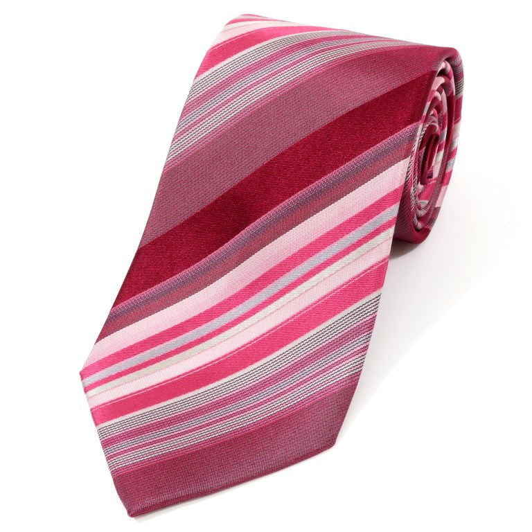 [Used] Calvin Klein Striped 3-fold Silk Tie Red x Pink [RED] [S/S/A/W] [Condition Rank B] [Men&