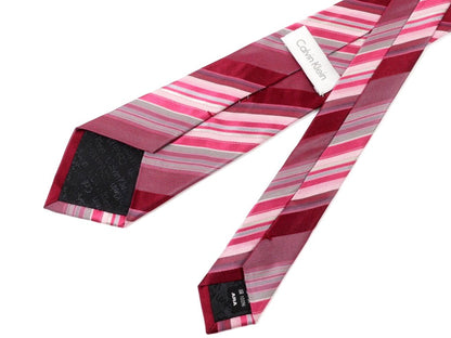 [Used] Calvin Klein Striped 3-fold Silk Tie Red x Pink [RED] [S/S/A/W] [Condition Rank B] [Men&