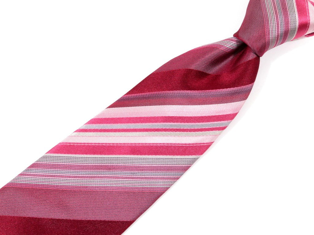 [Used] Calvin Klein Striped 3-fold Silk Tie Red x Pink [RED] [S/S/A/W] [Condition Rank B] [Men&