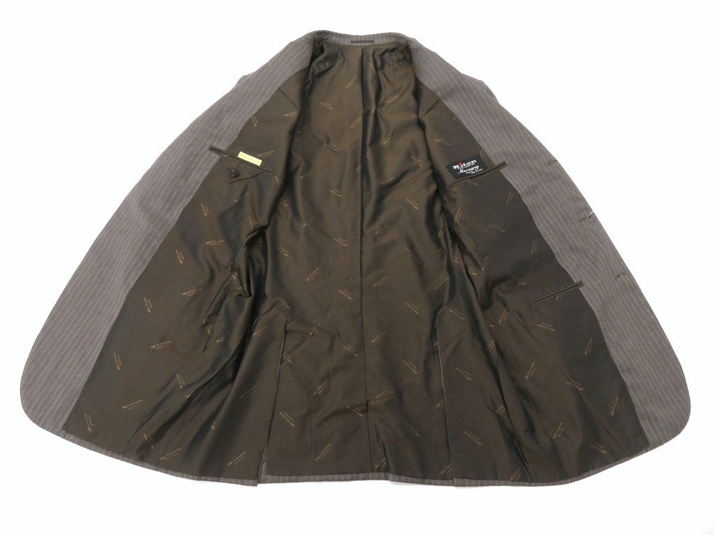 【中古】キートン Kiton ストライプ柄 カシミア 3つボタンスーツ アッシュブラウン【サイズ50】【BRW】【A/W】【状態ランクB】【メンズ】【778892】