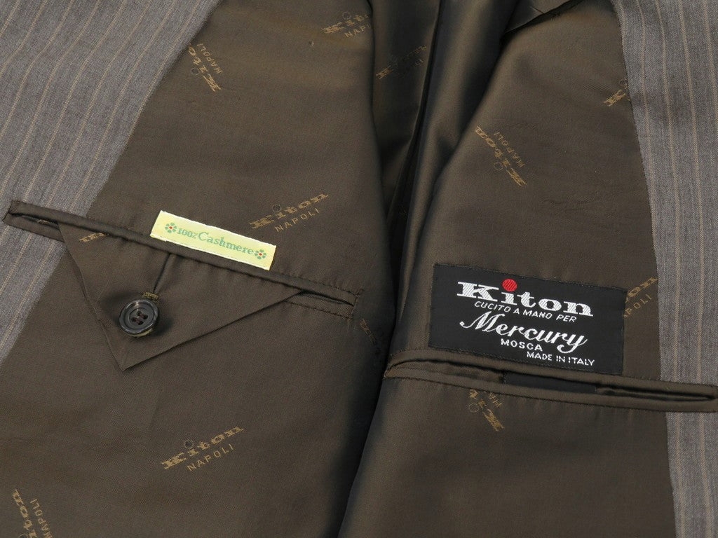 【中古】キートン Kiton ストライプ柄 カシミア 3つボタンスーツ アッシュブラウン【サイズ50】【BRW】【A/W】【状態ランクB】【メンズ】【778892】