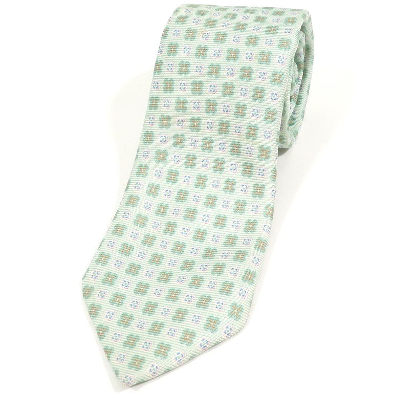 [Used] Luigi Borrelli Small Pattern Tri-Fold Silk Tie Mint Green [GRN] [S/S/A/W] [Condition Rank D] [Men&