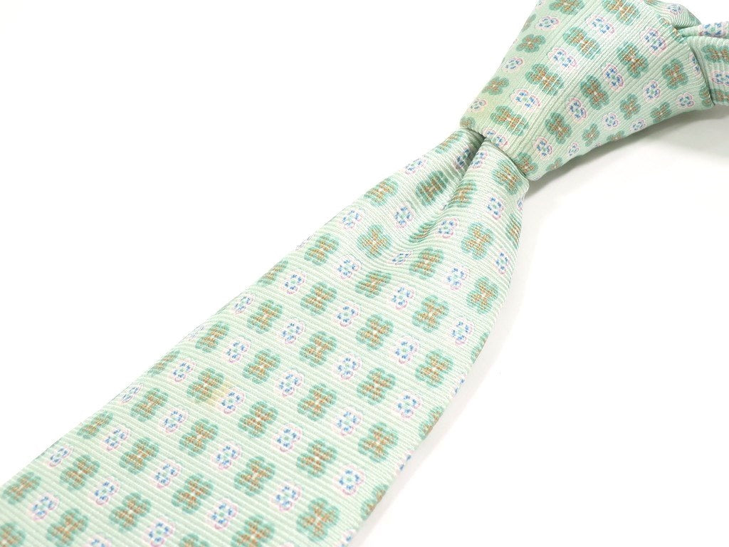 [Used] Luigi Borrelli Small Pattern Tri-Fold Silk Tie Mint Green [GRN] [S/S/A/W] [Condition Rank D] [Men&