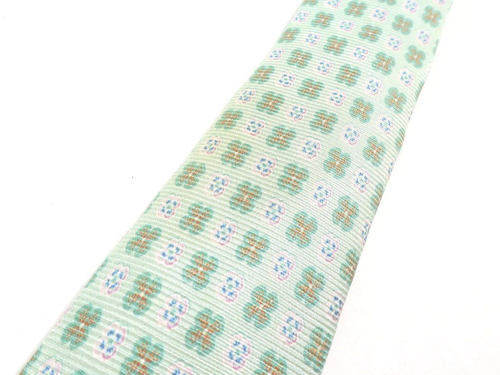 [Used] Luigi Borrelli Small Pattern Tri-Fold Silk Tie Mint Green [GRN] [S/S/A/W] [Condition Rank D] [Men&