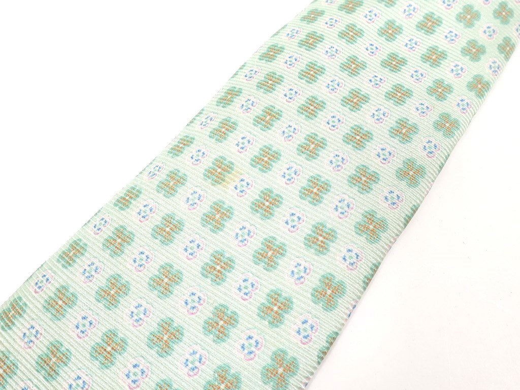 [Used] Luigi Borrelli Small Pattern Tri-Fold Silk Tie Mint Green [GRN] [S/S/A/W] [Condition Rank D] [Men&