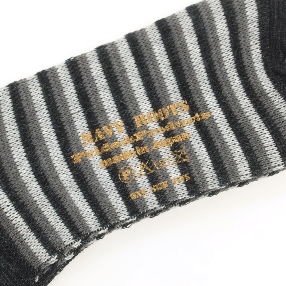 【新品】ネイビールーツ NAVY ROOTS カモフラージュ×ボーダー コットンアクリル ソックス チャコールxグレー【 25-27cm 】【 状態ランクN 】【 メンズ 】[APD]