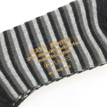 【新品】ネイビールーツ NAVY ROOTS カモフラージュ×ボーダー コットンアクリル ソックス チャコールxグレー【 25-27cm 】【 状態ランクN 】【 メンズ 】[APD]