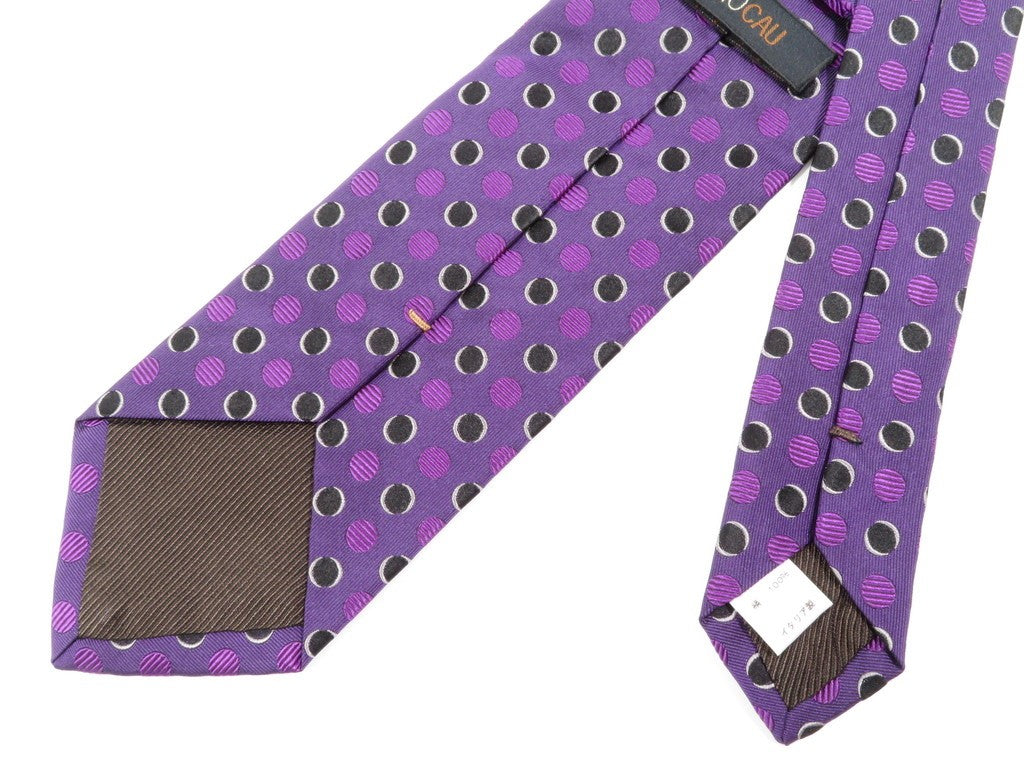 [Used] Stefano Cau STEFANO CAU Polka Dot Silk Tri-Fold Necktie Purple x Black [PUP] [S/S/A/W] [Condition Rank B] [Men&