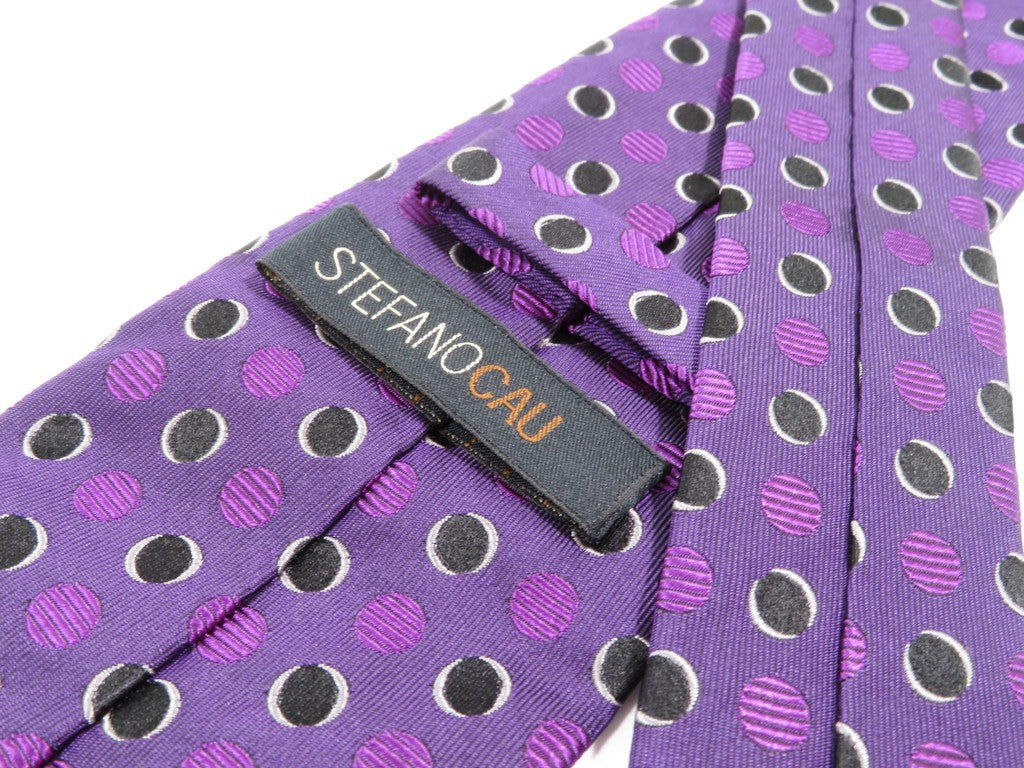 [Used] Stefano Cau STEFANO CAU Polka Dot Silk Tri-Fold Necktie Purple x Black [PUP] [S/S/A/W] [Condition Rank B] [Men&