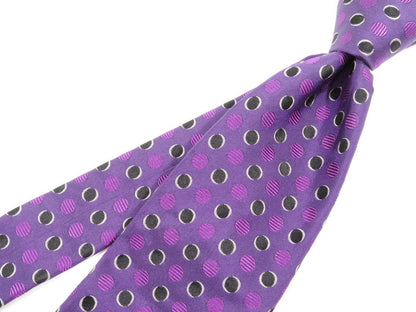 [Used] Stefano Cau STEFANO CAU Polka Dot Silk Tri-Fold Necktie Purple x Black [PUP] [S/S/A/W] [Condition Rank B] [Men&