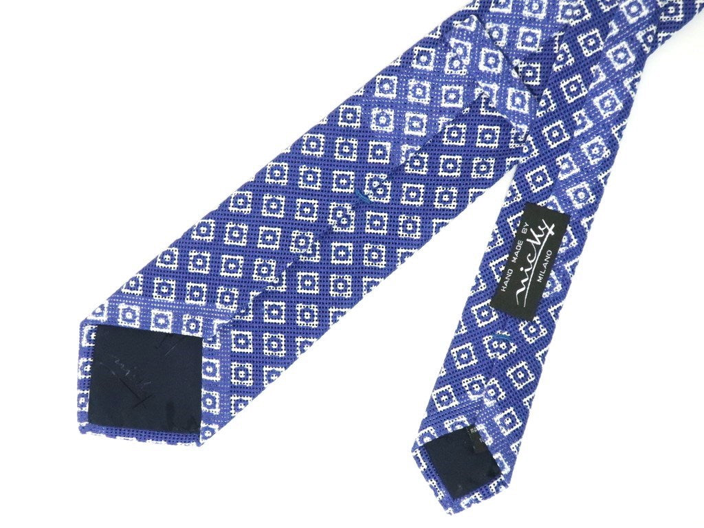 [New] Nicky Small Pattern Tri-Fold Cotton Tie Purple Blue x White [BLU] [S/S] [Condition Rank N] [Men&