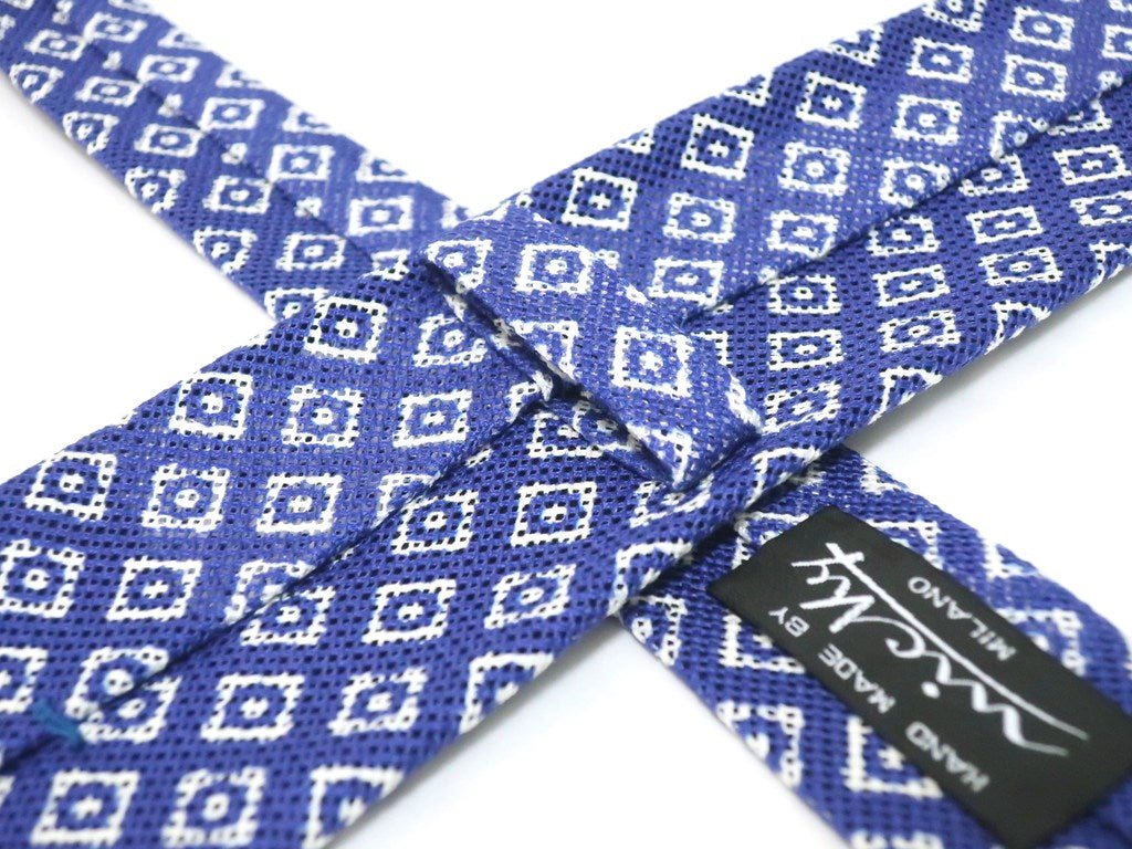 [New] Nicky Small Pattern Tri-Fold Cotton Tie Purple Blue x White [BLU] [S/S] [Condition Rank N] [Men&