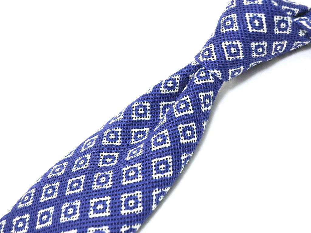 [New] Nicky Small Pattern Tri-Fold Cotton Tie Purple Blue x White [BLU] [S/S] [Condition Rank N] [Men&