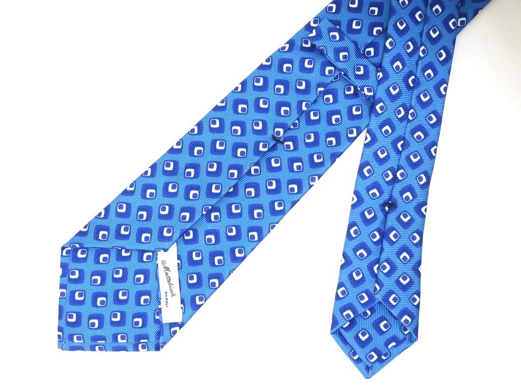 [Used] Mattabisch Small Pattern Tri-Fold Silk Tie Blue x White [BLU] [S/S/A/W] [Condition Rank C] [Men&