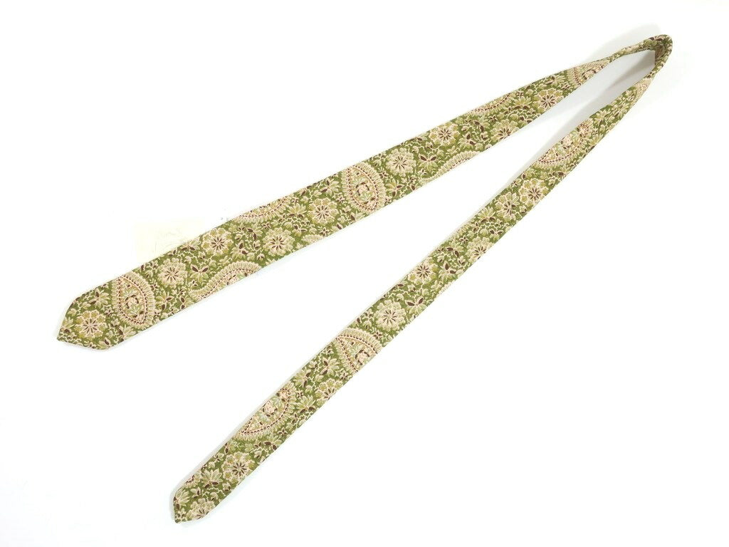 [New] Belvest Paisley Pattern Sfoderata Cotton Necktie Moss Green x Beige x Brown [GRN] [S/S] [Condition Rank N] [Men&