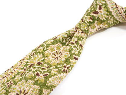 [New] Belvest Paisley Pattern Sfoderata Cotton Necktie Moss Green x Beige x Brown [GRN] [S/S] [Condition Rank N] [Men&