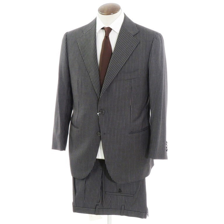 [Used] Cesare Attolini Striped wool 3-button suit, charcoal gray x white [Size 52] [GRY] [A/W] [Condition Rank B] ​​[Men&