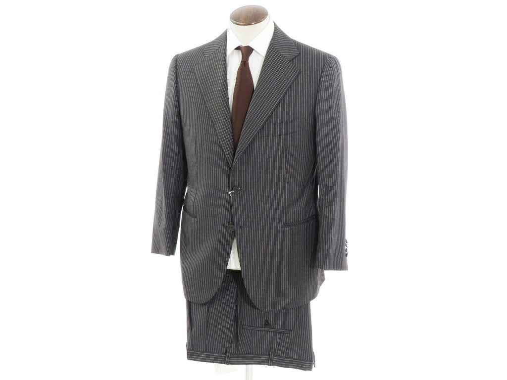 [Used] Cesare Attolini Striped wool 3-button suit, charcoal gray x white [Size 52] [GRY] [A/W] [Condition Rank B] ​​[Men&