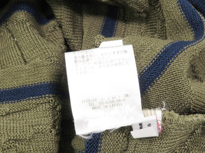 [Used] SNSHERNING Mercerized Cotton Striped Crew Neck Knit, Olive x Navy [Size S] [GRN] [S/S] [Condition Rank B] [Men&