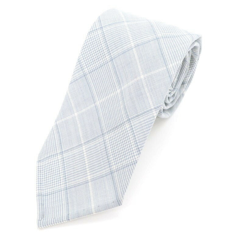 [New] AD&amp;amp;C 1956 Tri-fold Sfoderata Check Wool Tie Light Blue [BLU] [S/S/A/W] [Condition Rank N] [Men&