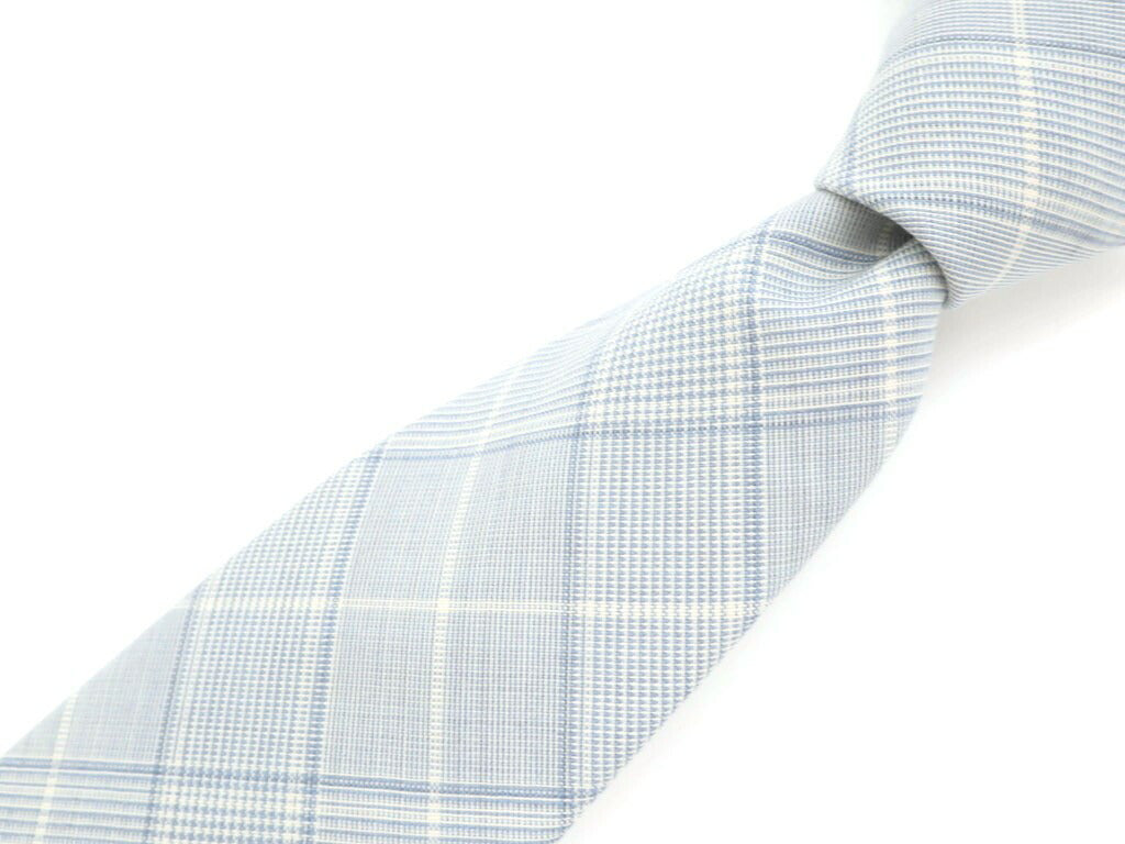 [New] AD&amp;amp;C 1956 Tri-fold Sfoderata Check Wool Tie Light Blue [BLU] [S/S/A/W] [Condition Rank N] [Men&