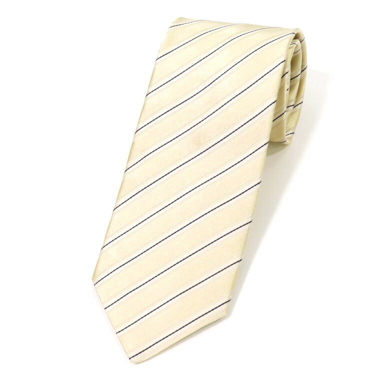 [Used] Franco Minucci 3-fold striped silk tie, satin, ivory [WHT] [S/S/A/W] [Condition: B] [Men&