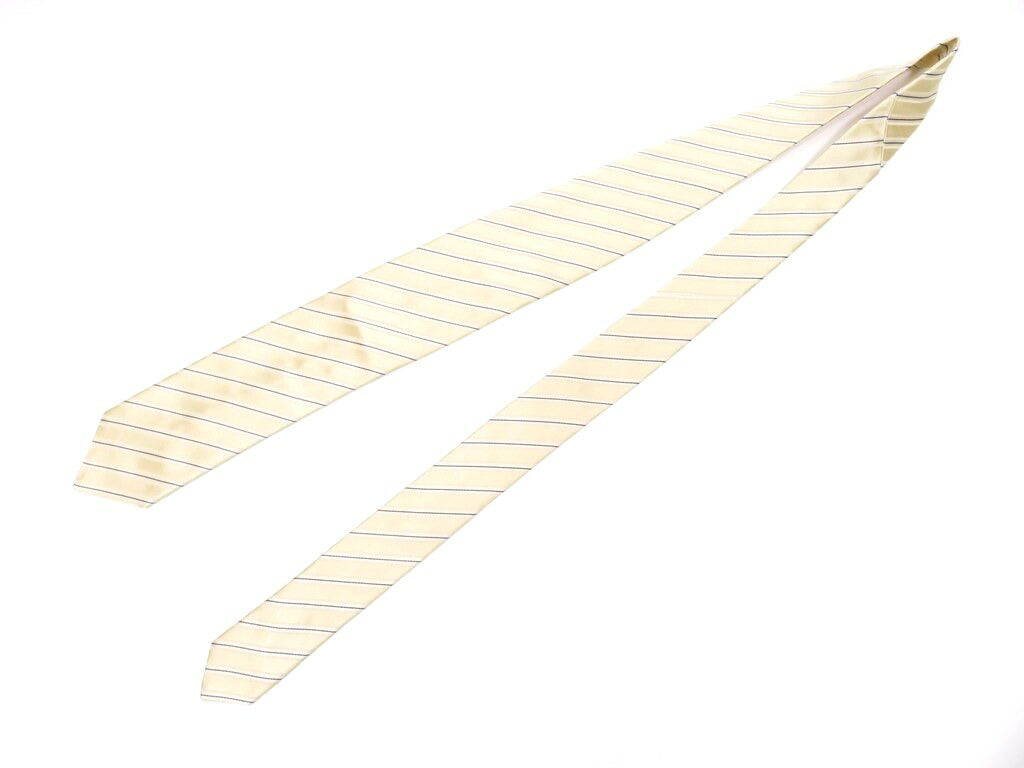 [Used] Franco Minucci 3-fold striped silk tie, satin, ivory [WHT] [S/S/A/W] [Condition: B] [Men&