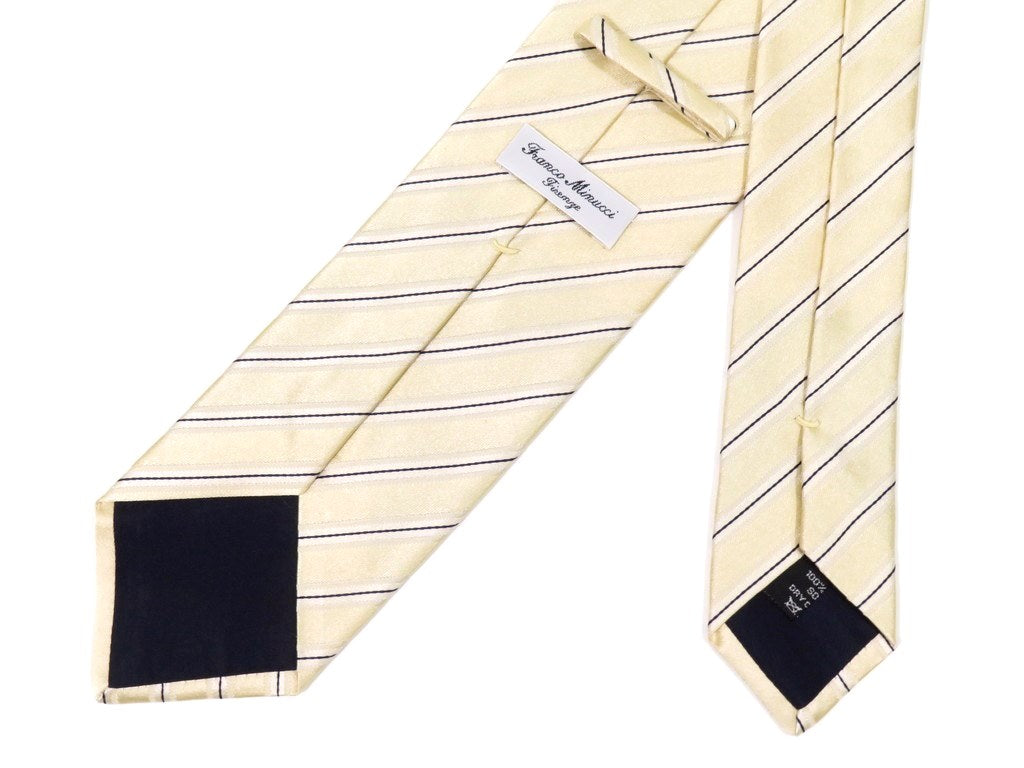 [Used] Franco Minucci 3-fold striped silk tie, satin, ivory [WHT] [S/S/A/W] [Condition: B] [Men&