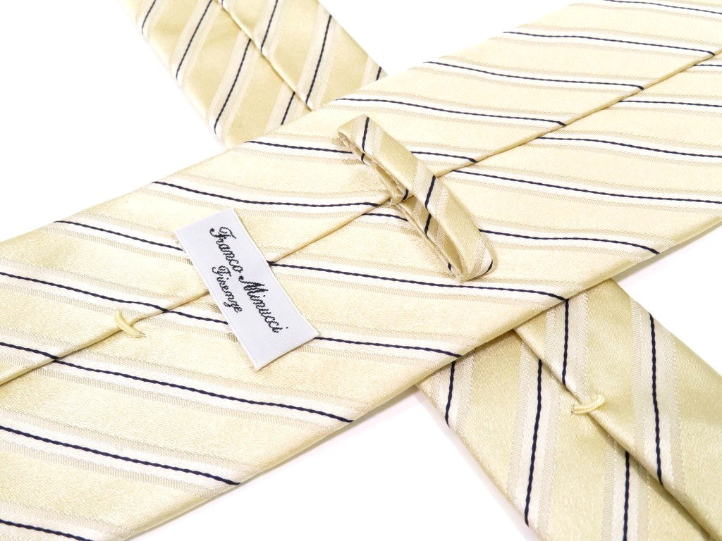 [Used] Franco Minucci 3-fold striped silk tie, satin, ivory [WHT] [S/S/A/W] [Condition: B] [Men&