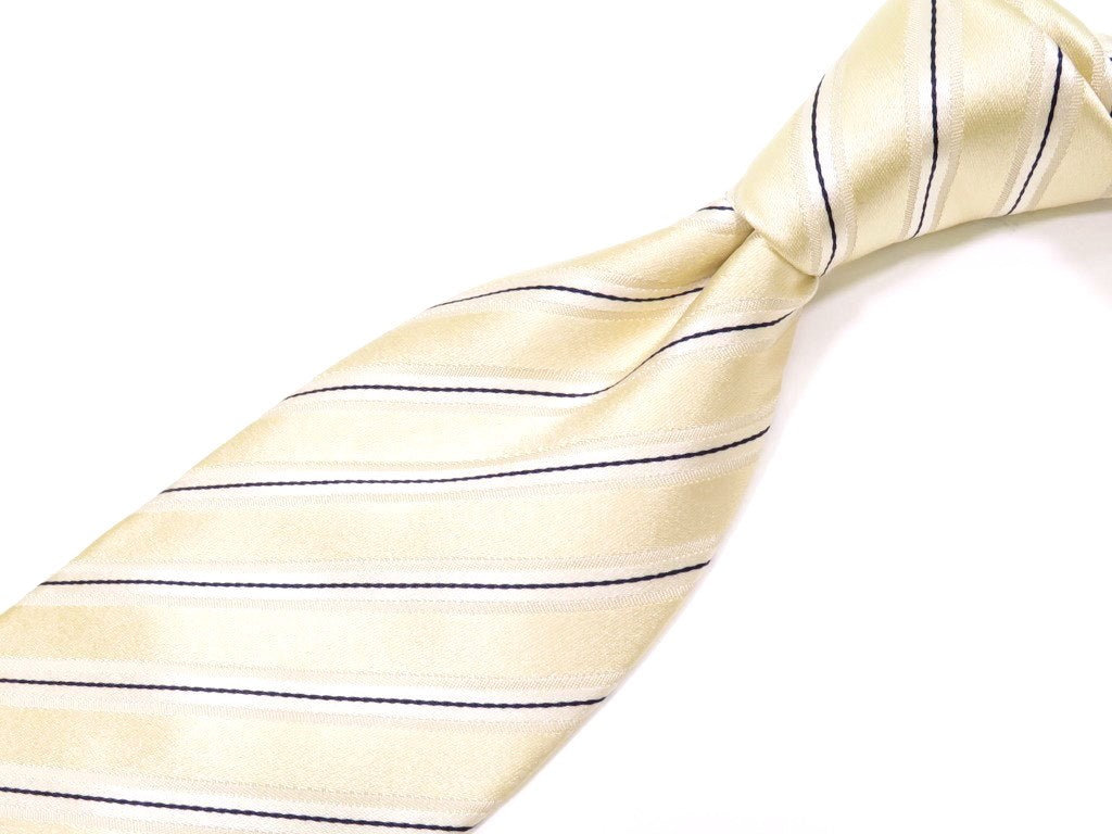 [Used] Franco Minucci 3-fold striped silk tie, satin, ivory [WHT] [S/S/A/W] [Condition: B] [Men&